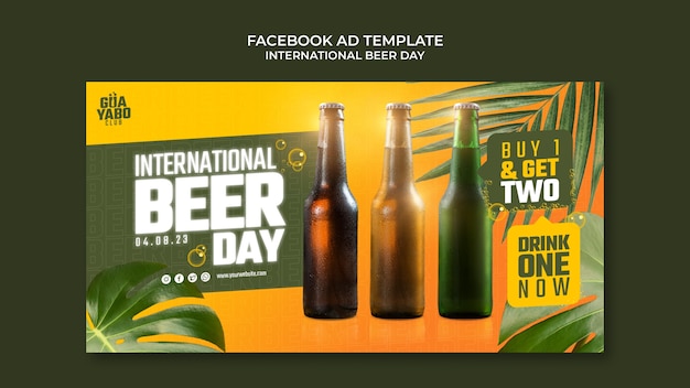 PSD modello facebook per la giornata internazionale della birra