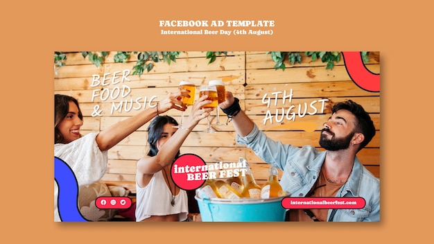 PSD international beer day facebook template