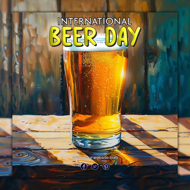 PSD international beer day oktoberfest celebration beer glass beer bottle for social media post