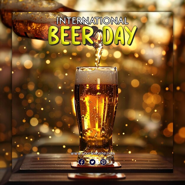 PSD international beer day oktoberfest celebration beer glass beer bottle for social media post