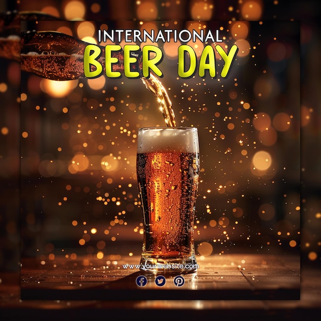 PSD international beer day oktoberfest celebration beer glass beer bottle for social media post