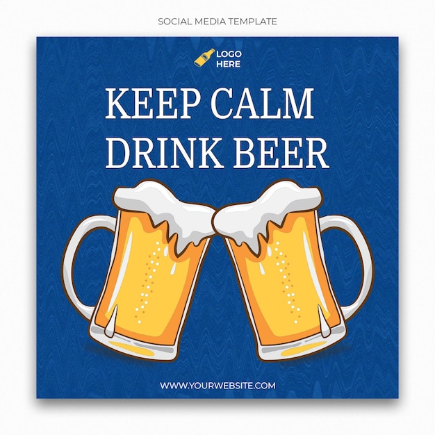 PSD international beer day social media template for instagram post feed