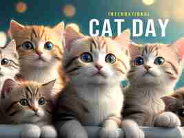 PSD international cat day background