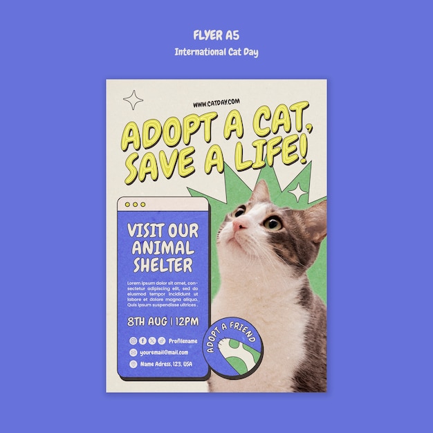 International cat day celebration template