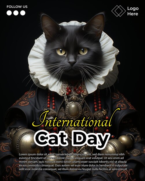 PSD international cat day flyer