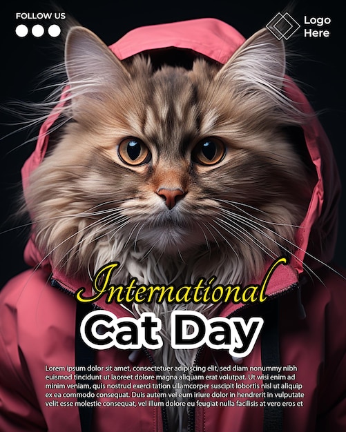 PSD international cat day flyer