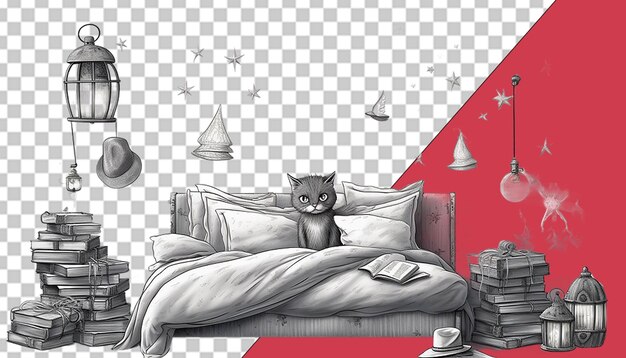 PSD illustrazione della giornata internazionale del gatto