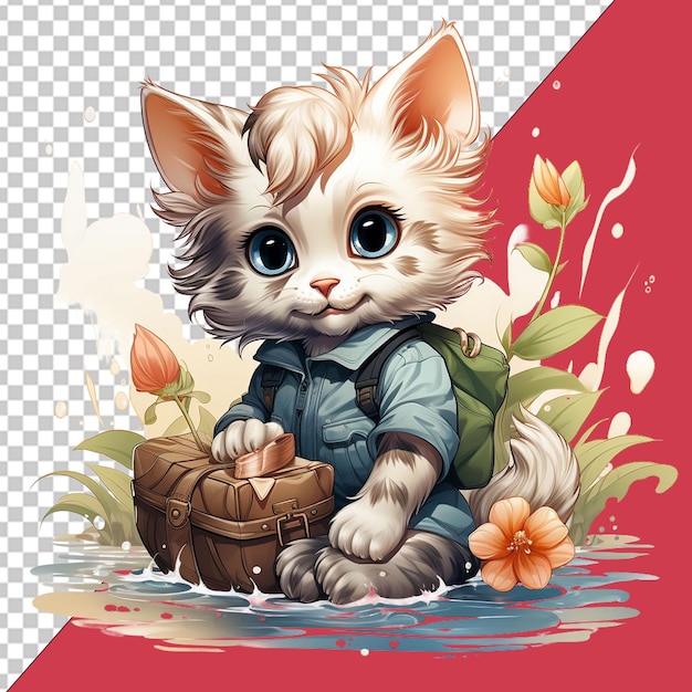 PSD international cat day illustration