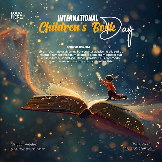 PSD international childrens book and day world book day social media banner post template design