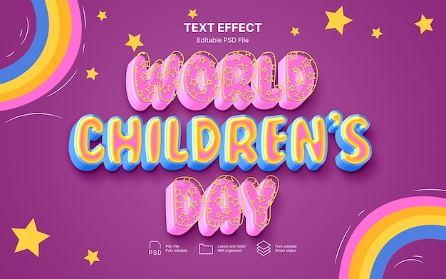 PSD international childrens day text effect
