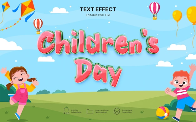 PSD international childrens day text effect