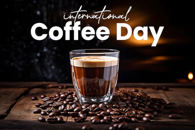 PSD international coffee day background and banner design