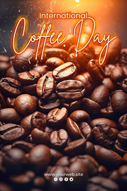 PSD international coffee day background and coffe poster