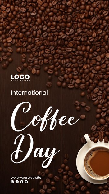 PSD international coffee day background and coffee poster