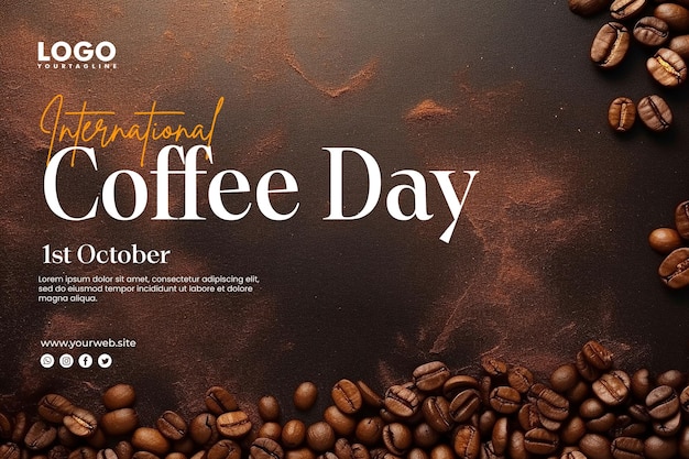 International coffee day banner template design