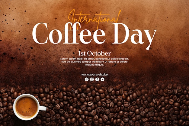 PSD international coffee day banner template design