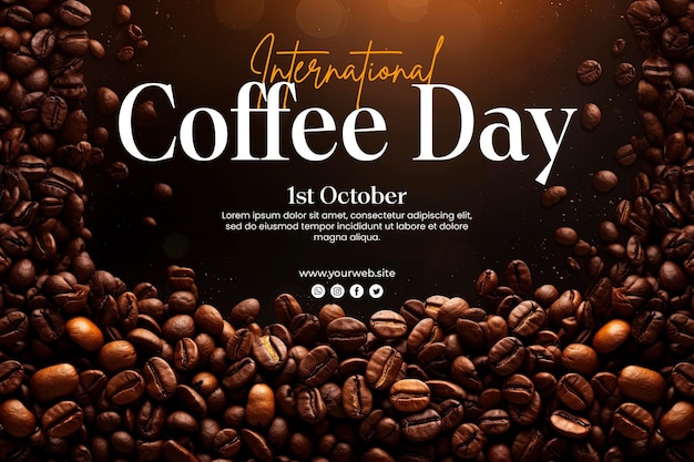 PSD international coffee day banner template design