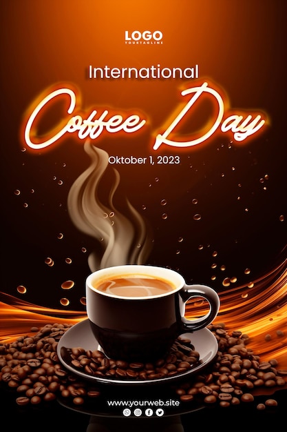 PSD international coffee day banner template