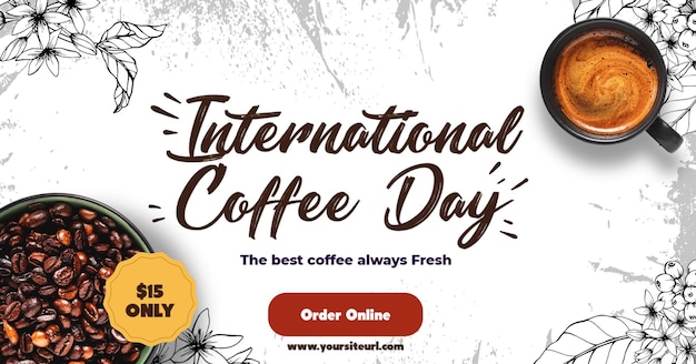 PSD international coffee day banner