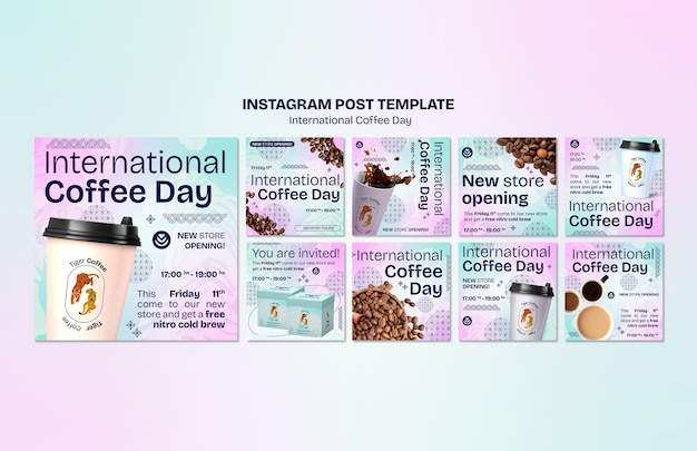 PSD international coffee day instagram posts