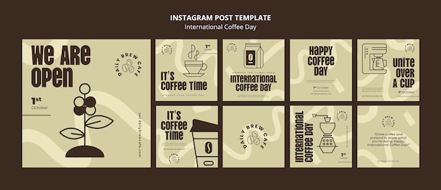 PSD international coffee day instagram posts