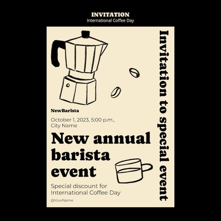 PSD international coffee day invitation template