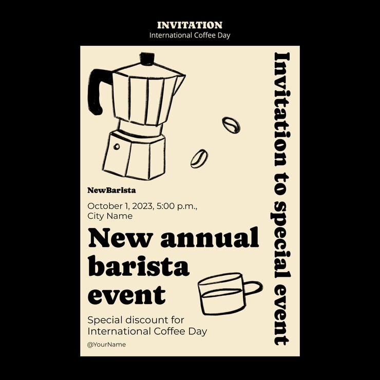 PSD international coffee day invitation template