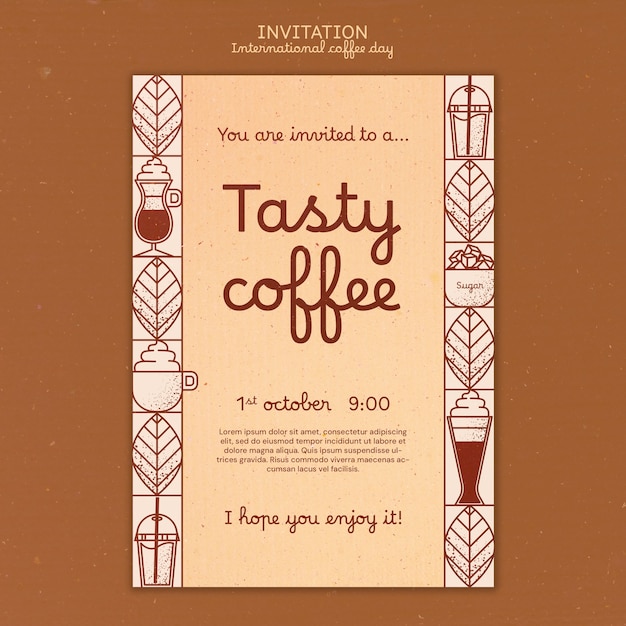 PSD international coffee day invitation template