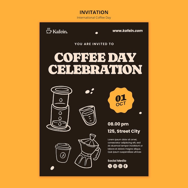 PSD international coffee day  invitation template