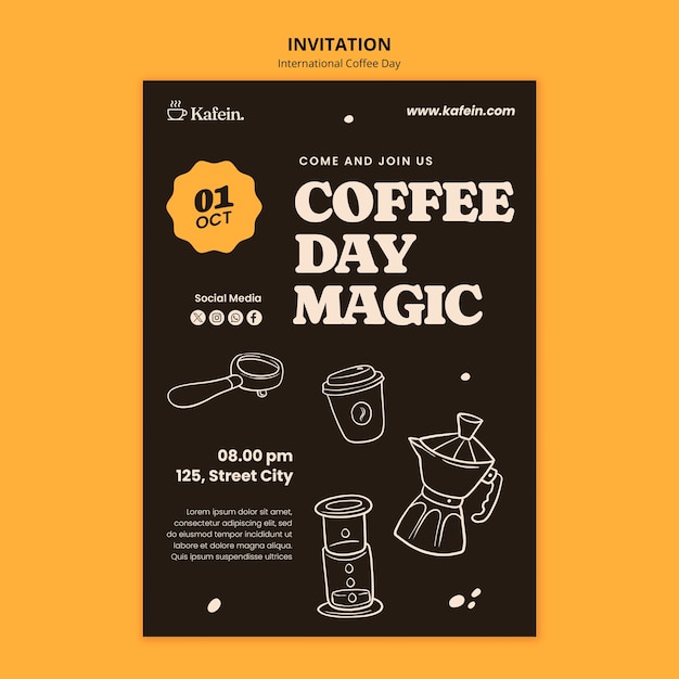 PSD international coffee day  invitation template