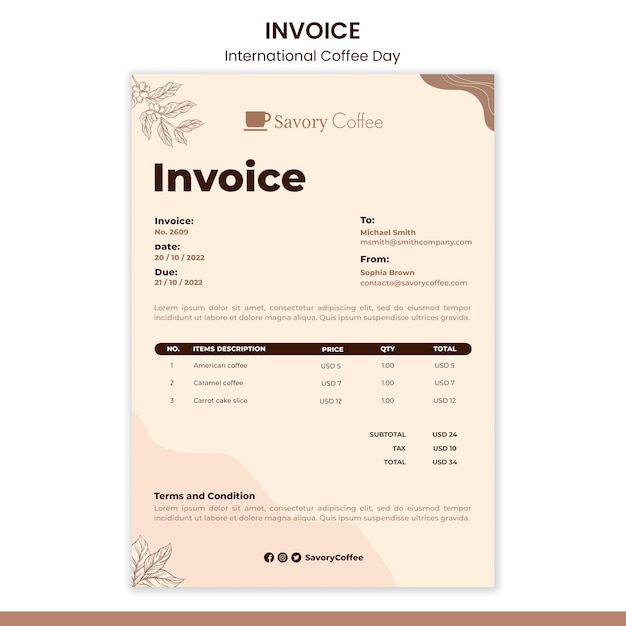 International coffee day invoice