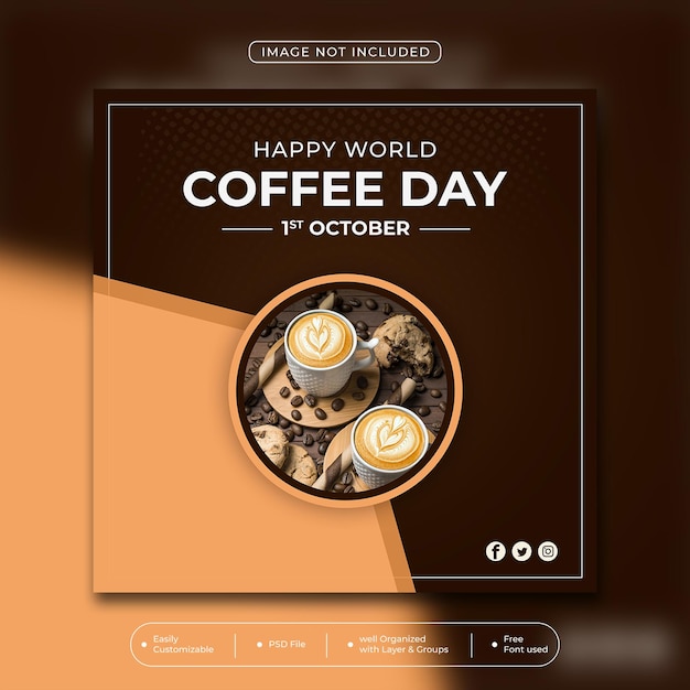 PSD international coffee day social media post design template