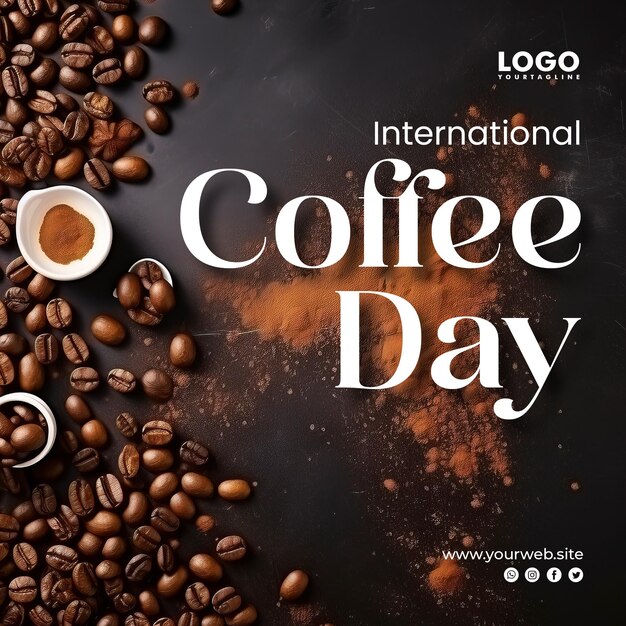 International coffee day social media post design