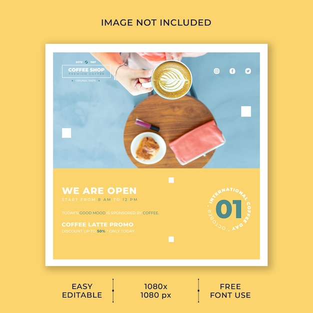 PSD international coffee day social media post template