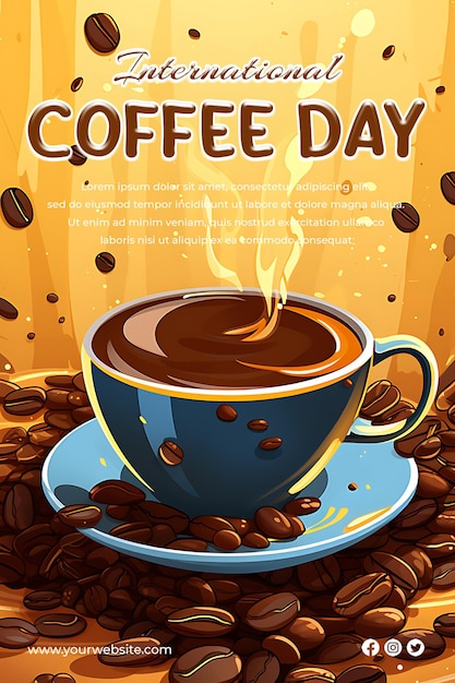 PSD international coffee day social media post template