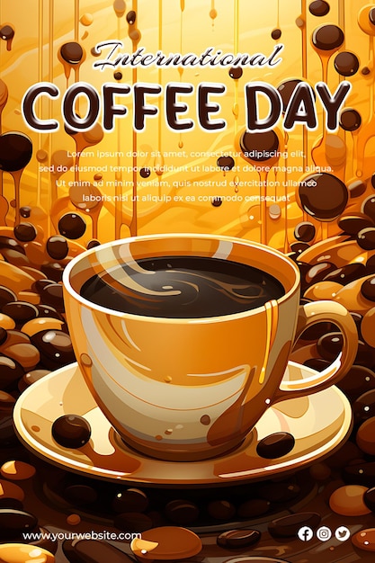 International Coffee day social media post template