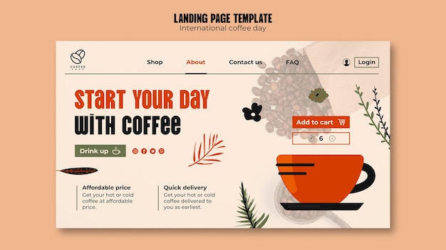 PSD international coffee day template design