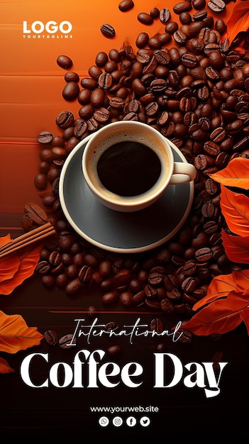 PSD international coffee day template design