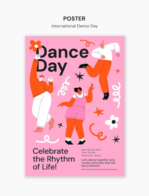 PSD international dance day celebration poster template