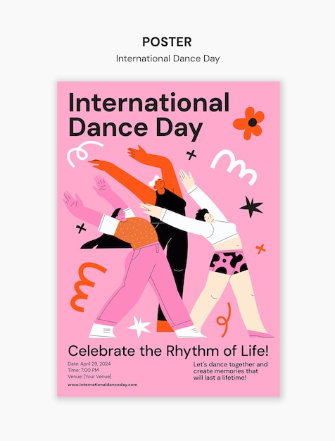 International dance day celebration poster template