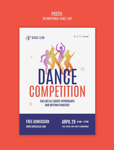 PSD international dance day celebration poster template