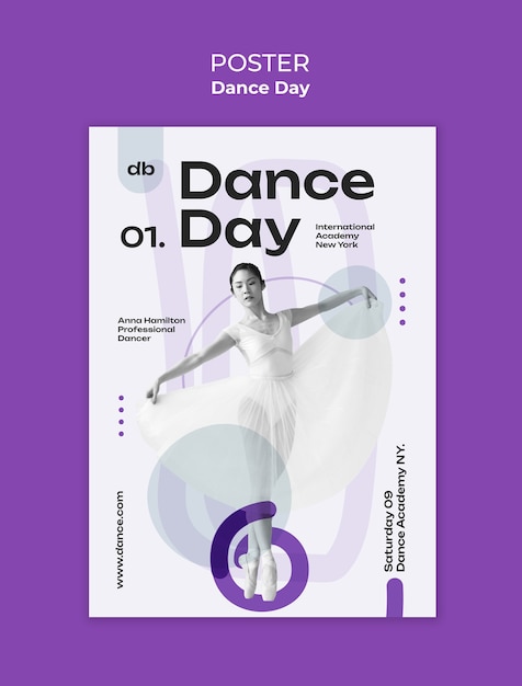 PSD Шаблон плаката для празднования международного дня танцев