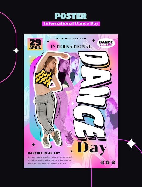 PSD international dance day celebration poster template