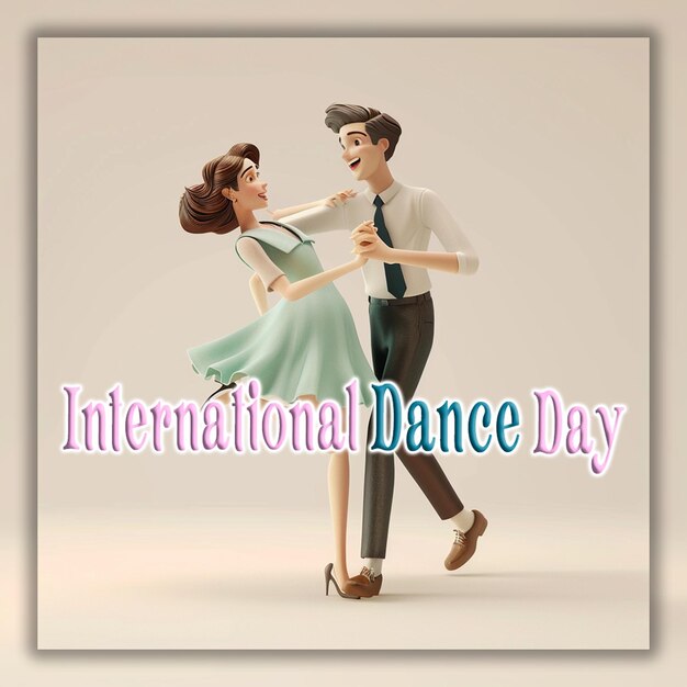 PSD international dance day squared flyer for dance festival with performer background