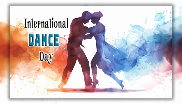 PSD international dance day squared flyer for dance festival with performer background