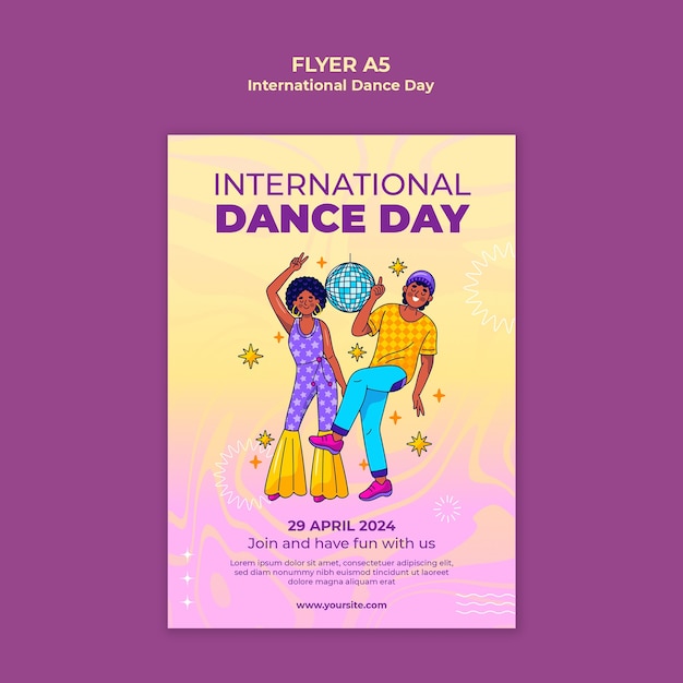 PSD Дизайн шаблона международного дня танцев