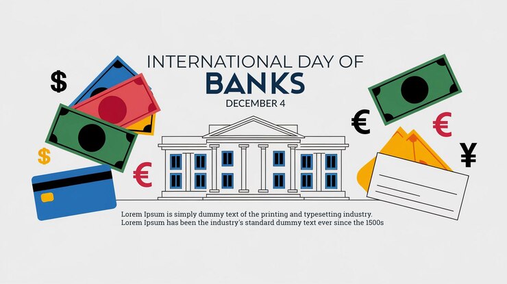 PSD international day of banks flat background design