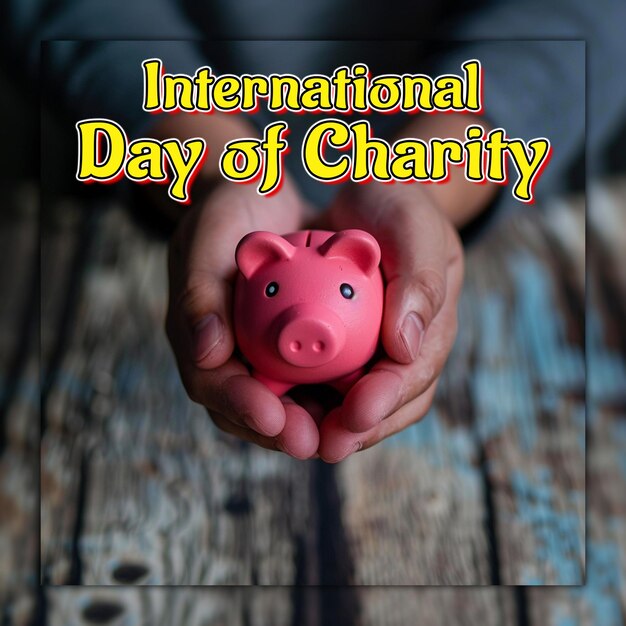 PSD giorno internazionale della carità giorno umanitario mondiale carità con denaro e donazioni di scatole