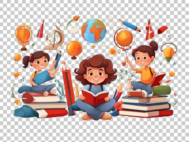 PSD international day of education in cartoon style on white background