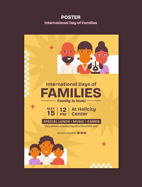 PSD modello di poster per la giornata internazionale delle famiglie